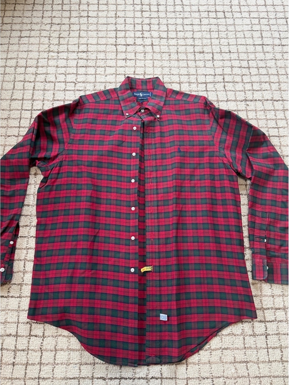 Vintage 90s Men’s Ralph Lauren Red and Green Plaid gorpcote grandpa streetwear L